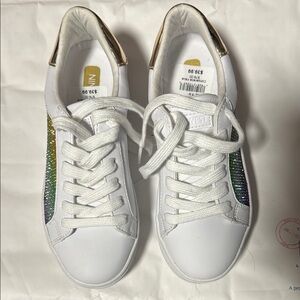 Nine West White Sneakers with Rainbow Stripes